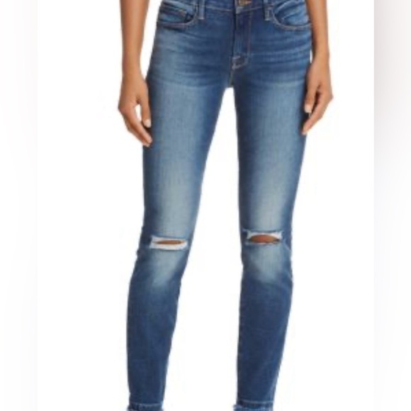 Frame Denim Le Skinny de Jeanne Jeans with Distressed Details size 27 waist - Picture 1 of 13